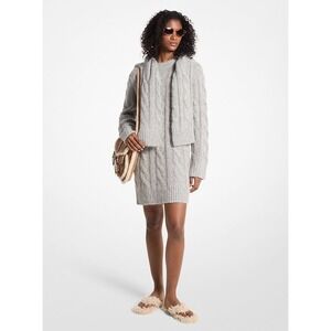 NWT Michael Kors Cable Knit Alpaca Blend Sweaterdress Pearl Heather- Size Medium